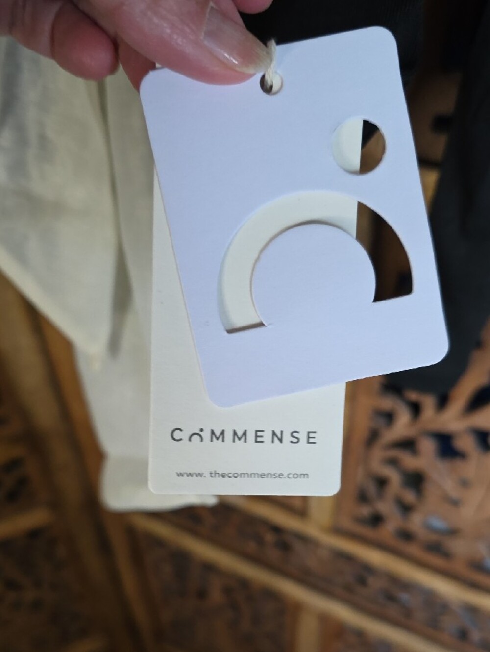 Commense Black Long Sleeve Top with Cream Tie-Detail - Picture 2 of 6